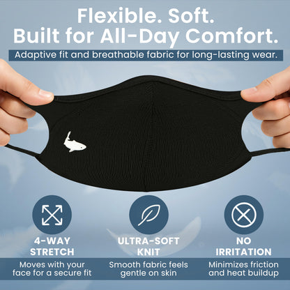 INHERENT Premium Traveler's Face Mask with Anti-Odor SILVERbac | Reusable, Adjustable, Comfortable (Black) (Large)