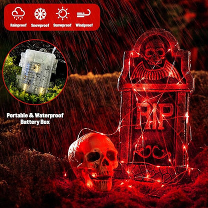 JMEXSUSS 2 Pack Red Fairy Lights Battery Operated, Total 200 LED 66ft Red String Lights Battery Powered with Remote, 8 Modes Christmas Lights for Tree Indoor Outdoor Wreath Bedroom Halloween Decor