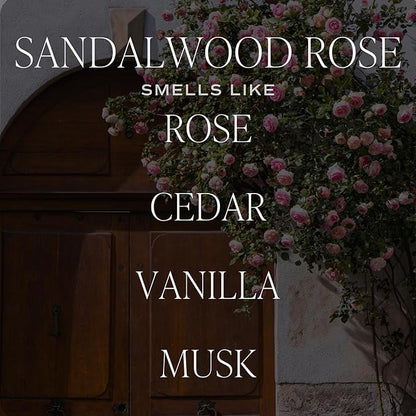 Sweet Water Decor Sandalwood Rose Scented Soy Candles – Green, Leafy, Winey, Rose, Guaiac Wood, Cedar, Amber, Musk – Cozy Aroma – 50 Hour Burn – 12oz Tinted Glass Jar for Home Decor and Bedroom Decor