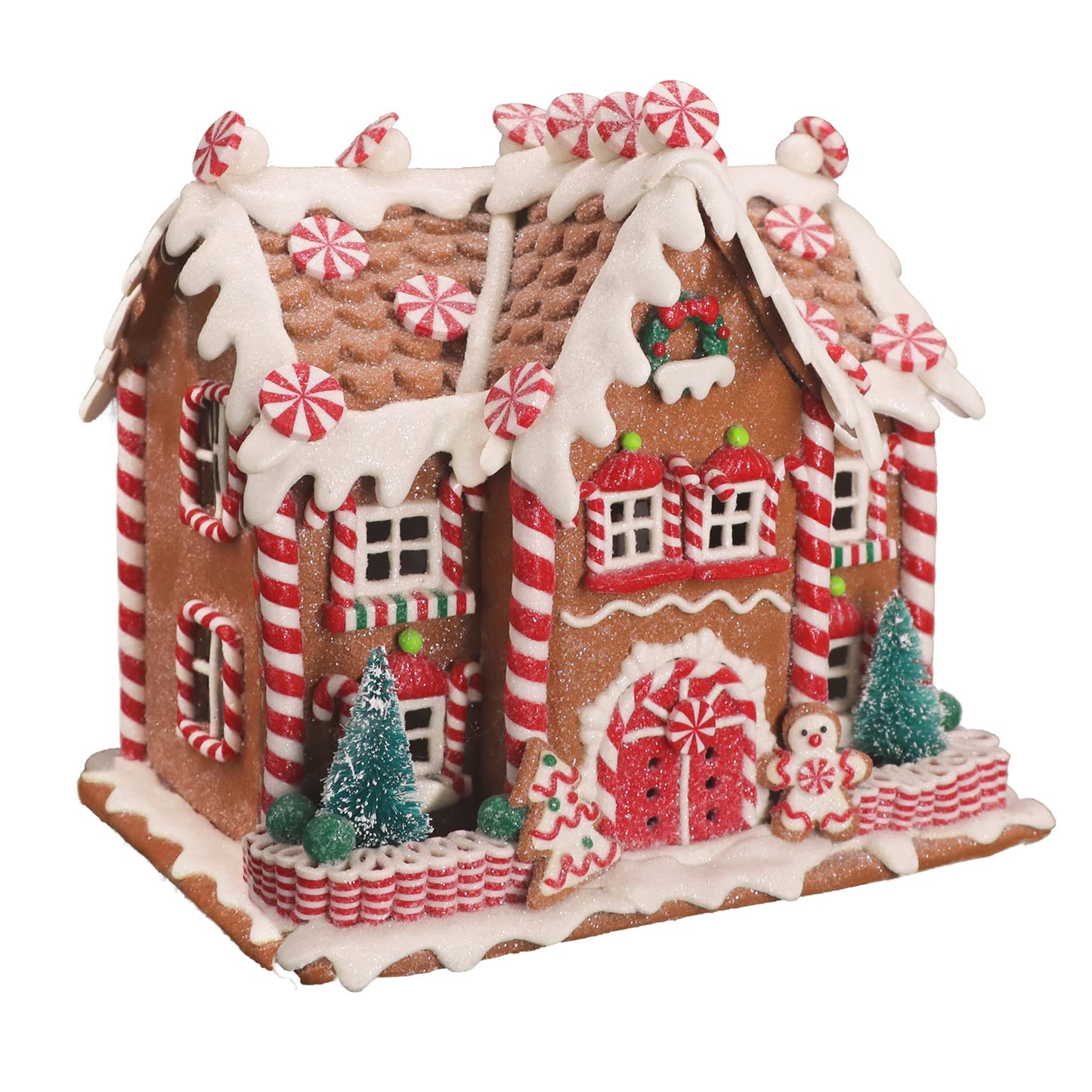 KPCB Gingerbread House Decorations - Gingerbread Decor 8.7 inches - Classic Christmas Village Figurines with Detailed Handcrafted Elements - Table Centerpiece Cookie Holiday Decor