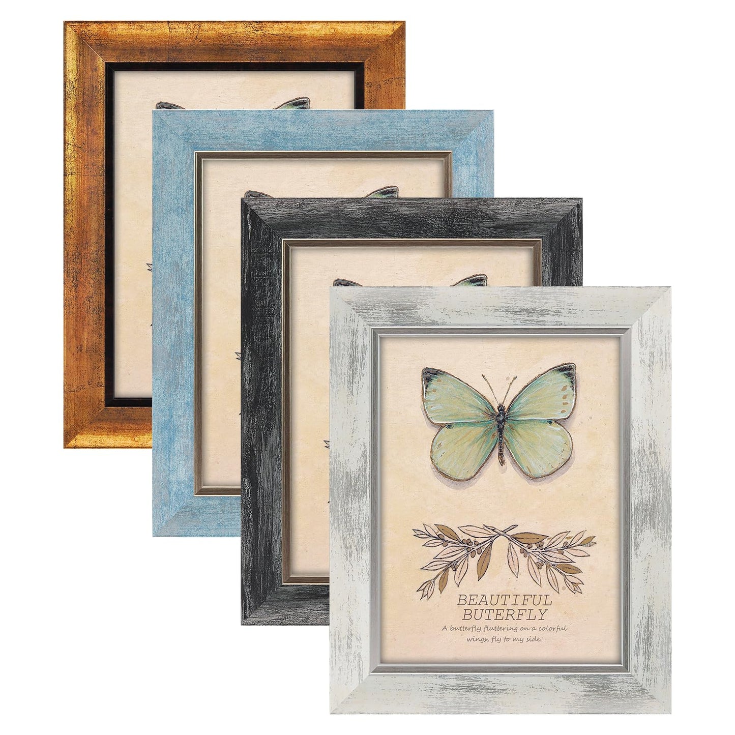 XUANLUO 6x8 Picture Frames Set of 4 Rustic Retro Photo Frame with HD Plastic Cover for Wall Mount and Tabletop Display Family Friends Wedding Gift