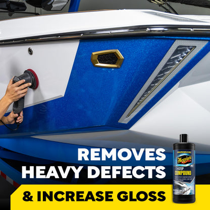 Meguiar's M6732 Marine/RV One Step Compound, Remove Oxidation, Stains, Scratches, and Water Spots, Restore The Color and Shine of Fiberglass Gel Coat Finishes, 32 Oz Bottle