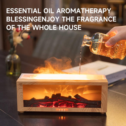 Fireplace Flame Air Diffuser Humidifier,7 Colors Aromatherapy Essential Oil Diffuser,Ultrasonic Aroma Humidifier with Timer for Home,Bedroom,Office,Yoga (BlackB, L)