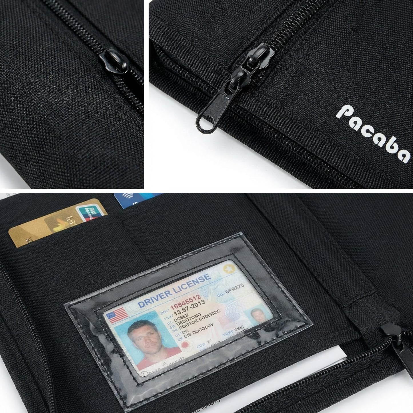 Car Registration and Insurance Card Holder, Glove Box Organizer Vehicle Document Wallet with Clear Compartments, Auto Document holder for Driver License, Car Insurance Vehicle Registration (Black)