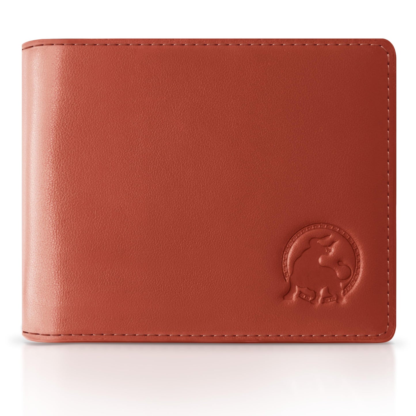 BULLTAILOR Full-Grain Leather Wallet for Men, Minimalist Slim Mens Bifold RFID Blocking Wallet with Cash Pocket, 8 Card Slots (Cognac Brown)