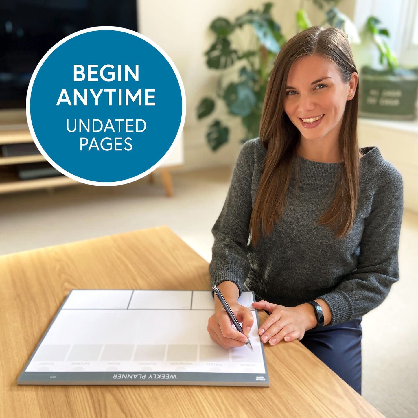 Clear Mind Concepts Weekly Desk Planner - Large 11.3” x 16.5” Tear-Off Pad, 52 Undated Sheets, Thick 120gsm No-Bleed Paper - To-Do List, Notes & Weekly Schedule Organizer