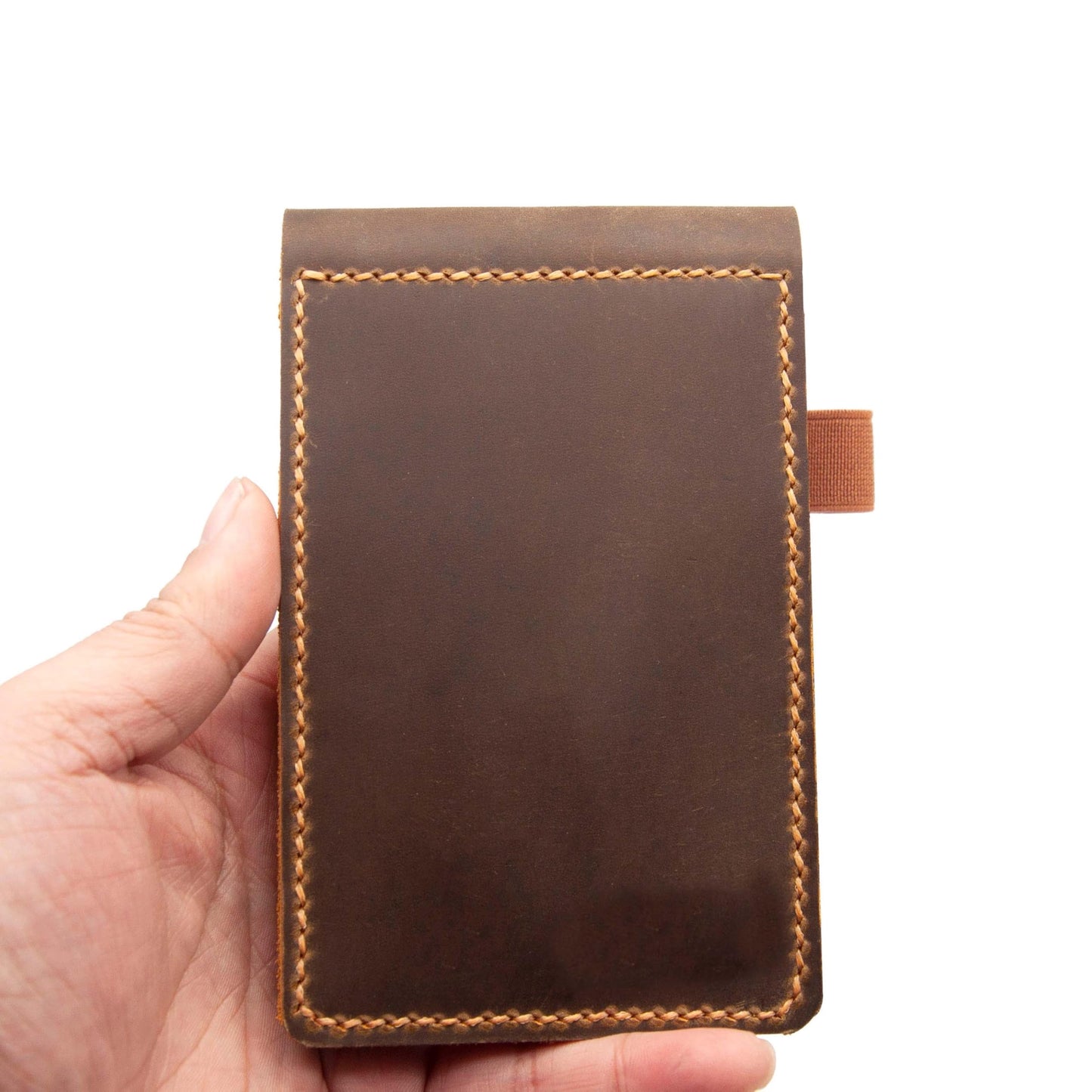 Turbosnail Real Genuine Leather Notepad Cover For Mini Pocket Notebook 3" X 5", Leather Cover For Rite In The Rain Top-Spiral Notebook,Customized Gift (Brown)