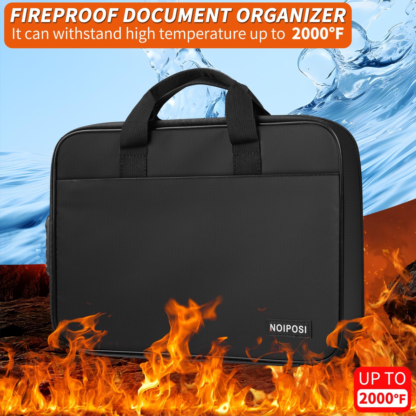 Noiposi Accordion Fille Organizer with Lock,Waterproof and Fireproof Document Folder with 13 Pocket,Fireproof Safe Document File Folder for Important Document,File Money and Passport