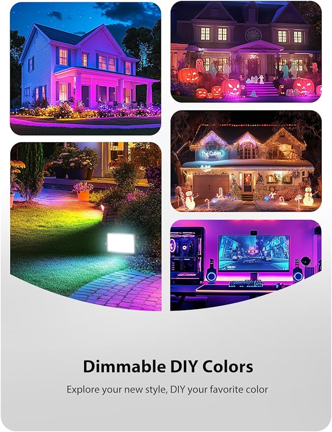 Onforu LED Flood Light Outdoor 30W 2500LM, Color Changing RGBW Floodlight with Remote, 2700K Warm White IP66 Stage Lights Indoor Uplights for Events, Uplighting for Halloween 4 Pack