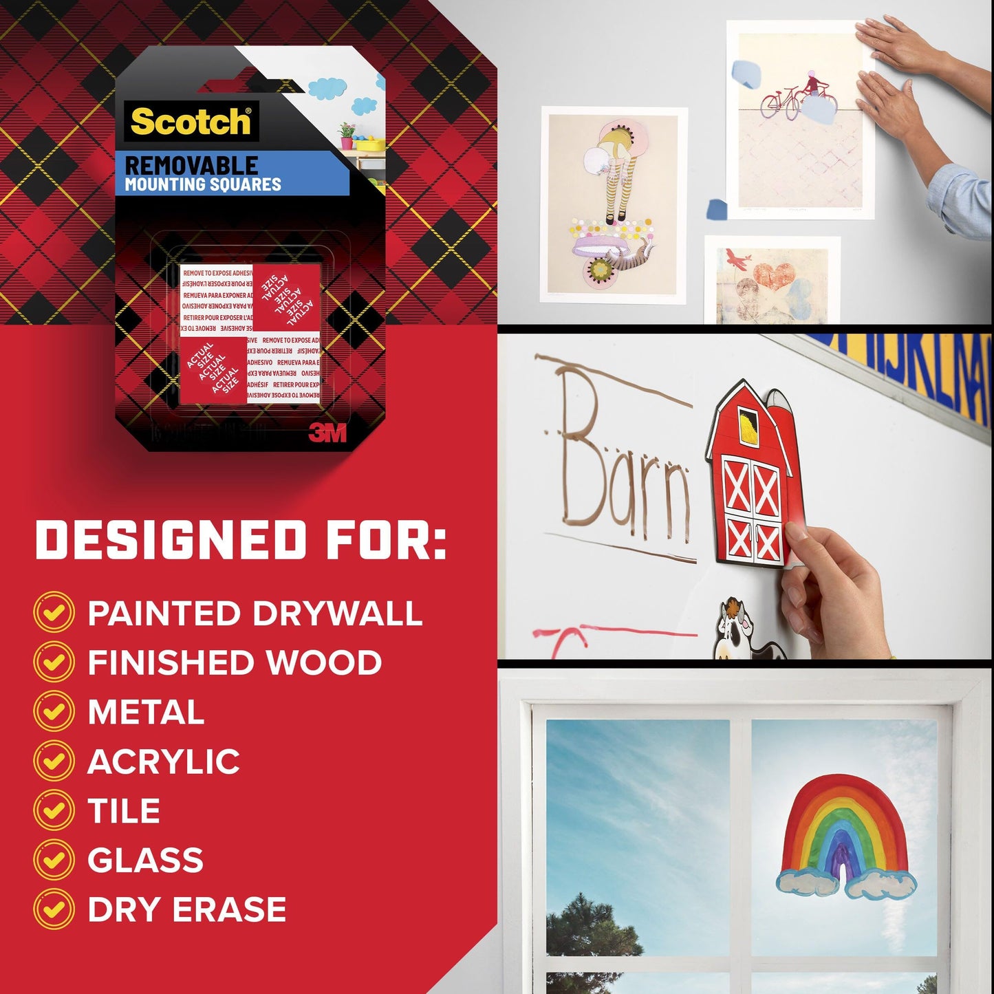 Scotch Removable Double-Sided Mounting Squares, 432 Pre-Cut Foam Squares, 0.45 in. x 0.45 in., Removes Easily Without Leaving Any Residue, Photo-Safe, Mess-Free Application (7225AMS-ESF)
