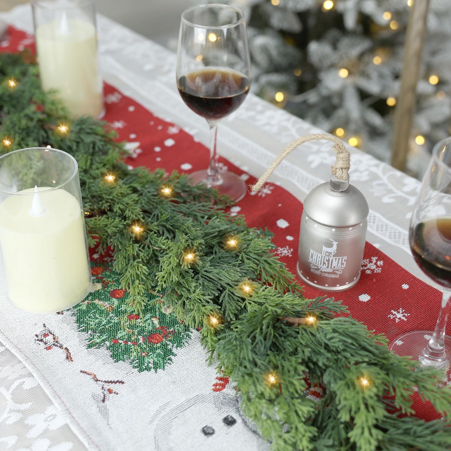 OZFHUA 6 FT Christmas Garland Pine Garland with Lights for Table Mantle Background Christmas Decorate Wall Room Outdoor Indoor Winter Decoration