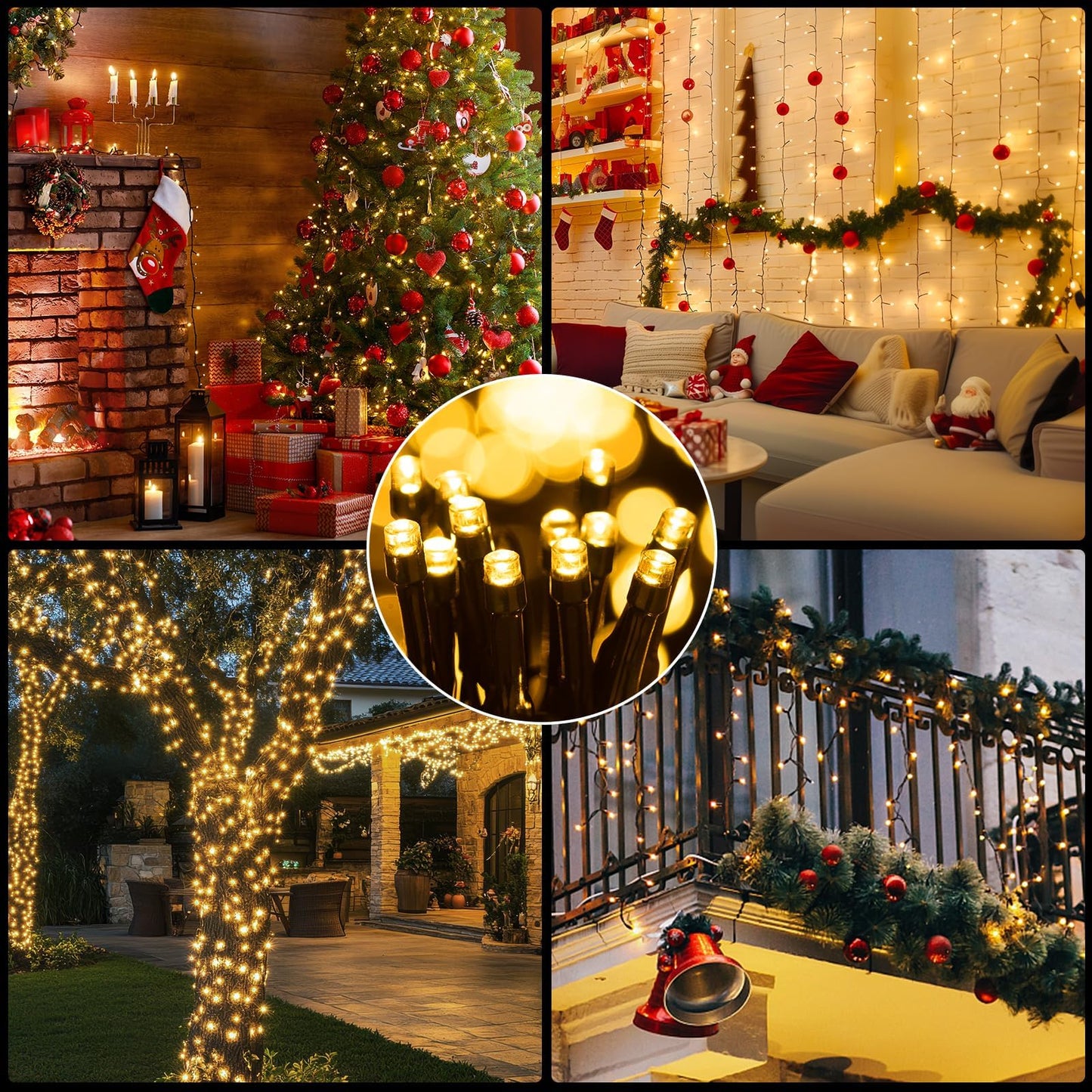 Christmas Cluster Lights Plug-in -52FT 800 LED Firecrackers String Lights,8 Modes Timer Waterproof Twinkle Fairy Lights for Christmas Tree Garland Party(Warm White)
