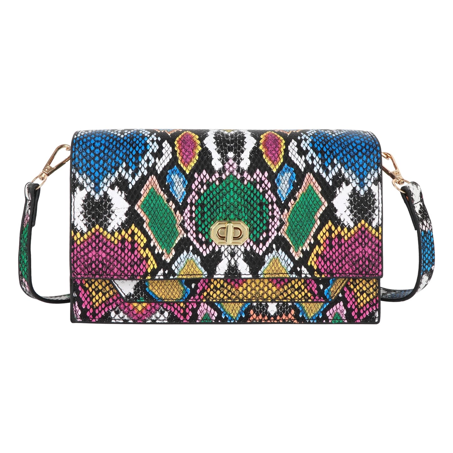 CLARA Women Fashion Snakeskin Pattern Clutch Handbag Envelope Bag Pompom Shoulder Bag Evening Party