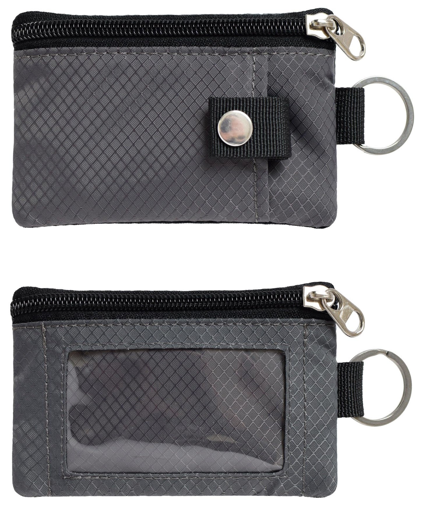 CHENSPRX Minimalist RFID Blocking Small Wallet with ID Window,WaterResistant Zip Id Case Wallet with Lanyard Keychain for Cards,Cash,Travel,Women,Men (DarkGrey)