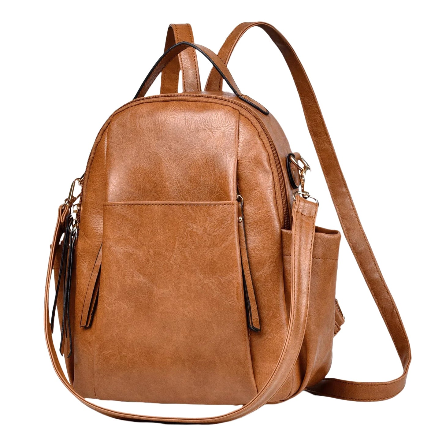CTTOVIS Small Backpack for Women Designer Leather Mini Backpack Purse Ladies Fashion Roomy Shoulder Handbag (Brown)