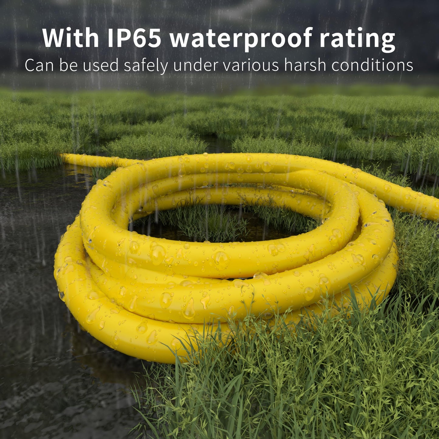 HUANCHAIN 12 Gauge Heavy Duty Outdoor Extension Cord 25 ft Waterproof with Lighted end, Flexible Cold-Resistant 3 Prong Electric Cord Outside, 15Amp 1875W 12AWG SJTW, Yellow, ETL