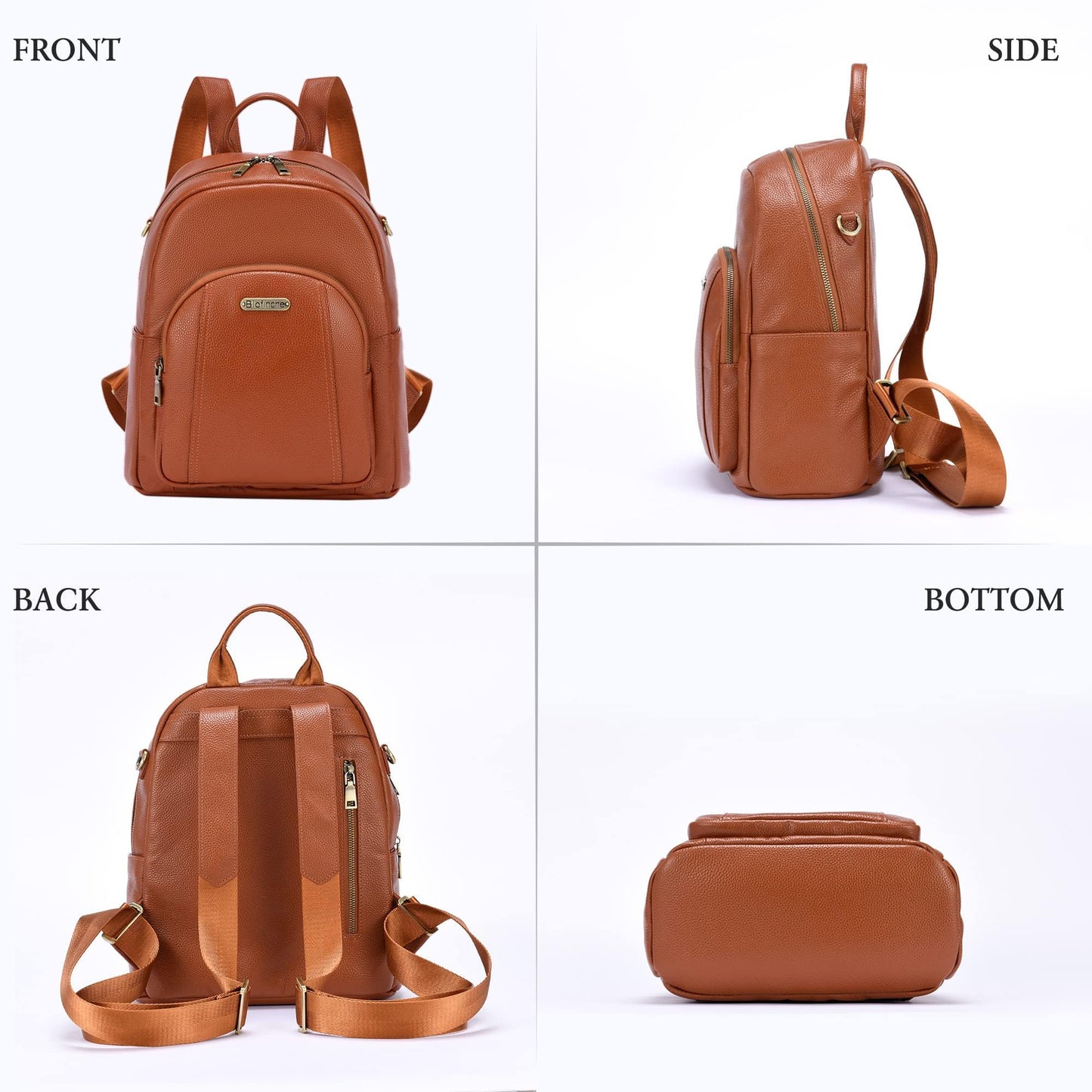 Blofinche Women's Genuine Leather Backpack Purse, 12.9 Inch Laptop Backpack with Anti-Theft Pocket, Stylish Leather Bag for Work & College, Fashion Brown