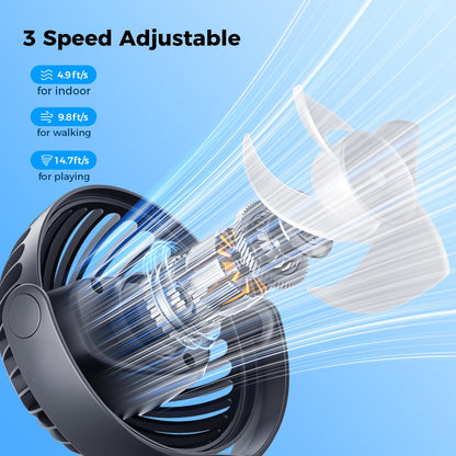 VETIFINAL Portable Baby Stroller Fan - 3-Speed Flexible Tripod Personal Fan Clip on for Bed, Rechargeable Battery Powered, Newborn Summer Cooling Essentials for Car Seat, Bike, Sleep, Travel (Black)