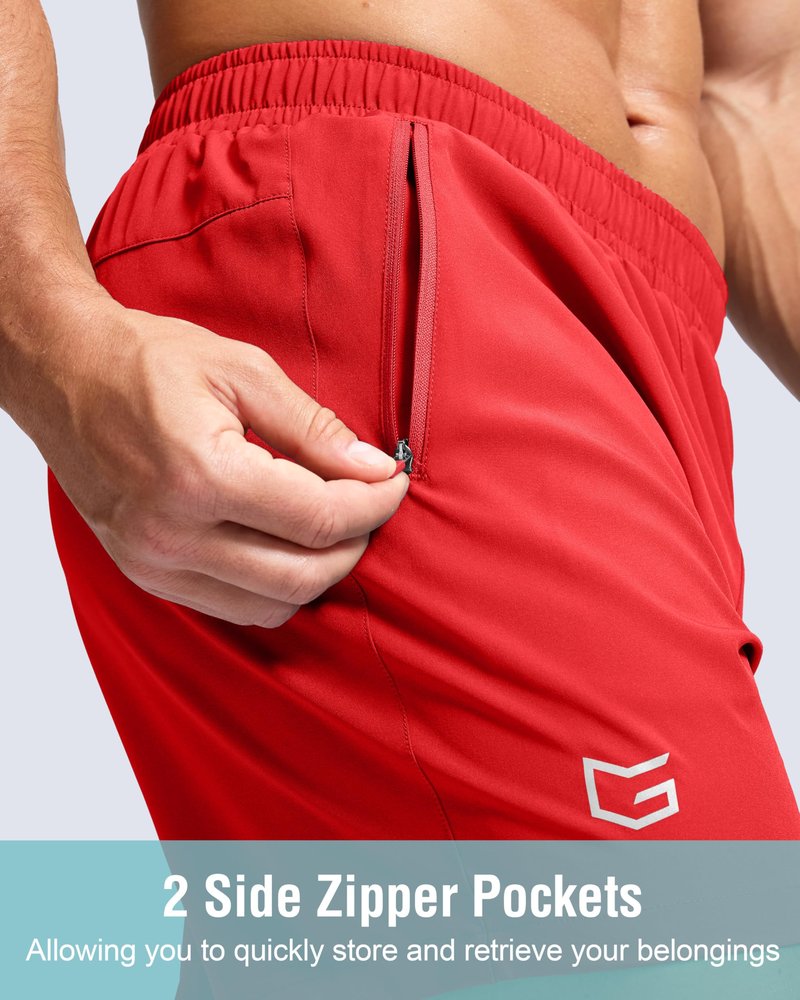 G Gradual Men's Athletic Running Shorts with Zipper Pockets Quick Dry 7"/ 5"/ 9" Workout Gym Shorts for Basketball Hiking(Deep Red,9XXXL)