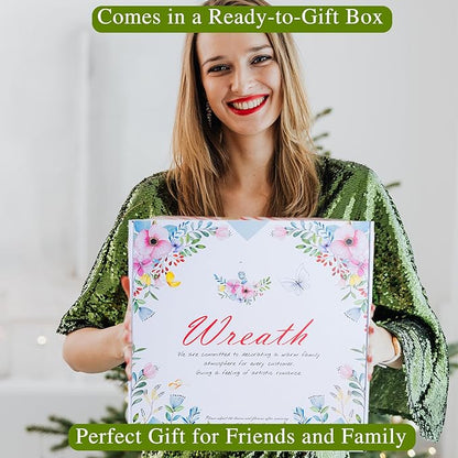 Lambs Ear Eucalyptus Front Door Wreath Year Round, 20" Handmade Green Farmhouse Spring Summer Wreath for Porch Wall Outdoor Indoor Home Decorations