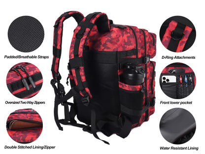 LHI Military Tactical Backpack for Men Molle Daypack 45L Army 3 Days Assault Pack Bag Large Rucksack With Bottle Holder(12*20*12)