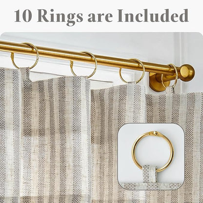 jinchan Striped Linen Kitchen Curtains with Attached Valance 36 Inch Length Cafe Tier Curtains for Living Room Rustic Half Window Light Filtering Rod Pocket Small Drapes 2 Panels Taupe Grey