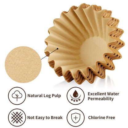 Basket Coffee Filters Compatible with OXO Coffee Maker, 100 Pcs Brown Unbleached Disposable Filter Paper for OXO 8 Cup Single-Serve Brew Basket