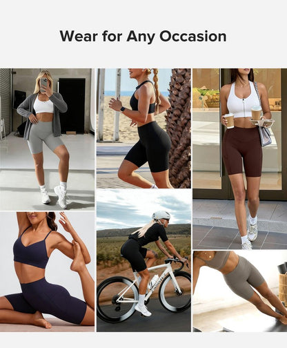 BRXL BrxlZero Biker Shorts Women Pockets 8" No Front Seam High Waisted Compression Workout Tummy Control Running Yoga Gray M