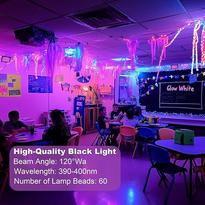 2 Pack 40W LED Black Light IP66 Waterproof,Blacklight with Plug and Switch,Flood Light for Glow Party,Halloween Decoration, Body Paint, Fluorescent Poster, Stage Lighting,Neon Glow,5.25Ft Cord