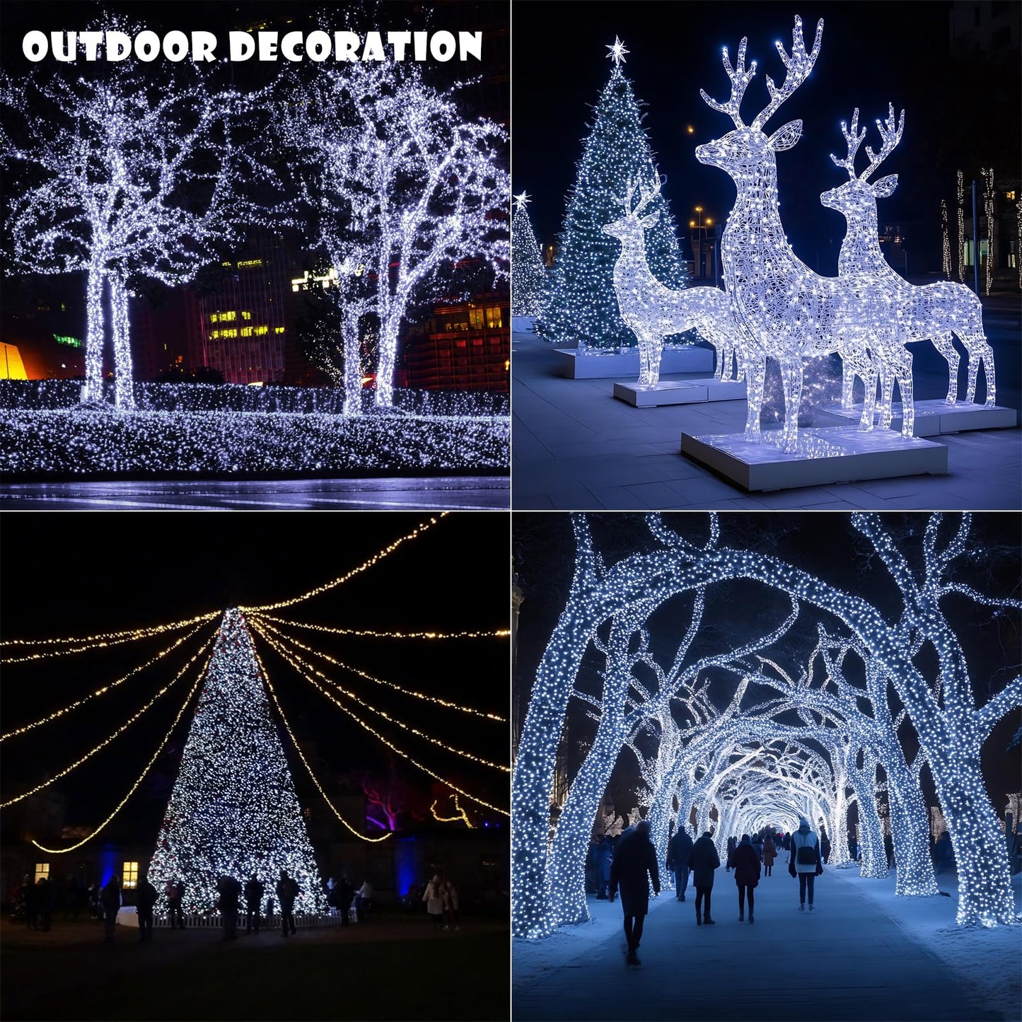 ZELUXDOT Fairy Lights Plug in,200FT 600LEDs Waterproof Led String Lights,8 Modes Remote Twinkle Light for Outdoor Indoor Christmas Wedding Birthday Garden Party Decorations,Silver Wire,Cool White