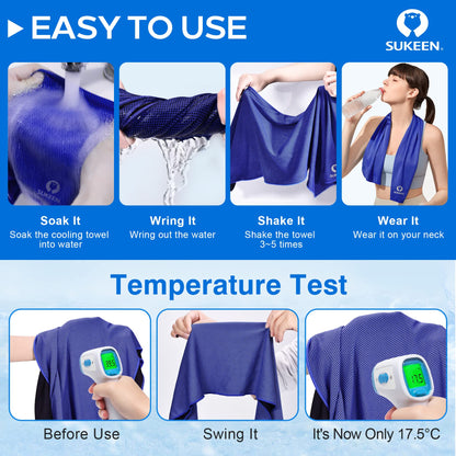 Sukeen 4 Pack Cooling Towels (40"x12"), Cooling Neck Wraps, Ice Towel, Soft Breathable Chilly Towel,Microfiber Towel for Yoga,Sport,Running,Gym,Workout,Camping,Fitness,Workout & More Activities