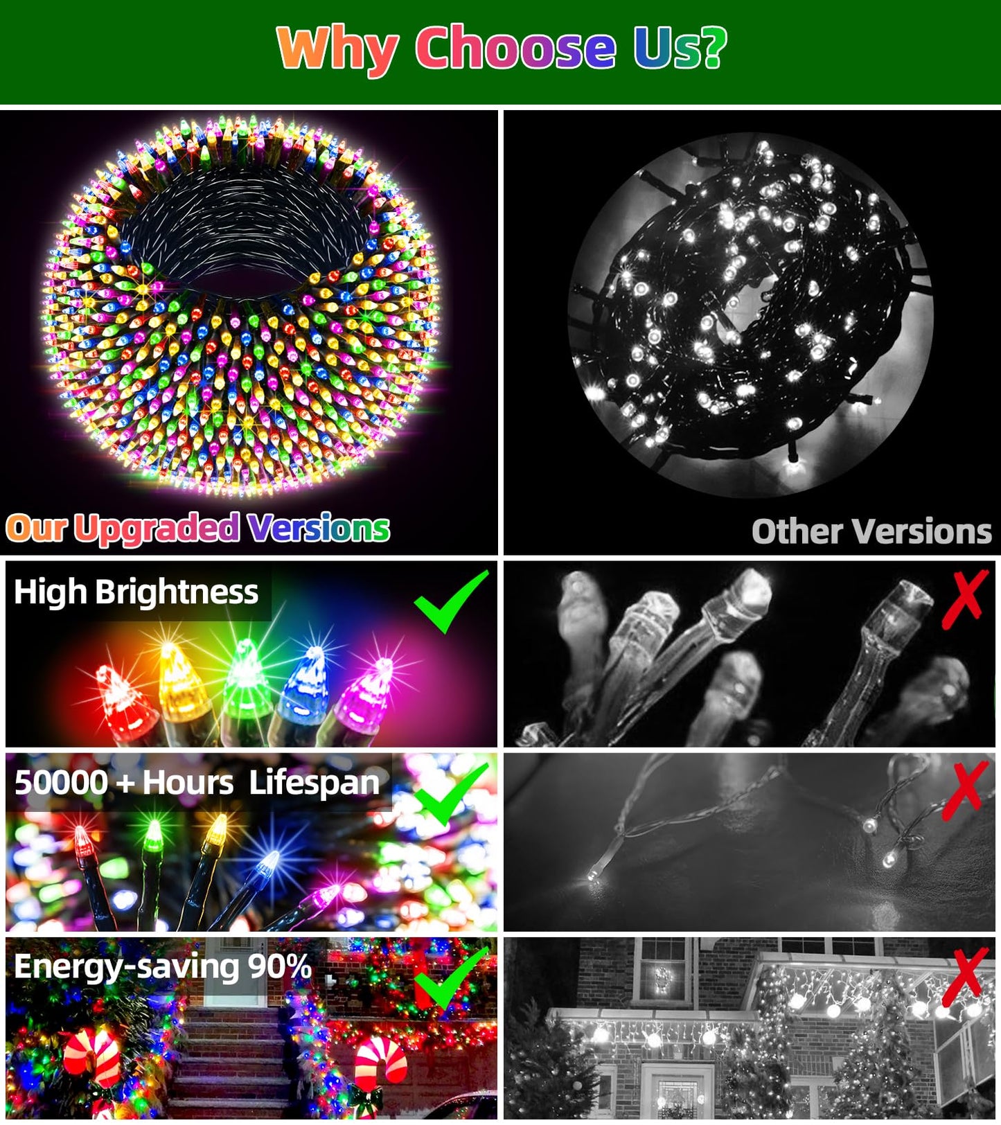 QUHUATU 750 LED 240FT Christmas Lights Outdoor,12 Lighting Modes Christmas String Lights with Timer, Dimmable Multicolor LED StringLights Waterproof for Yard Tree Wedding Party Holiday Multicolor