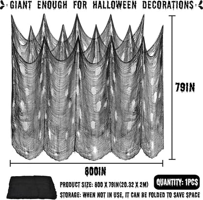 ZeeDix Halloween Black Creepy Cloth 79 x 800in Giant Spooky Cheesecloth Scary Gauze Cloth for Halloween Party Supplies Haunted Houses Decoration Outdoor Yard Home Wall Doorways Decor