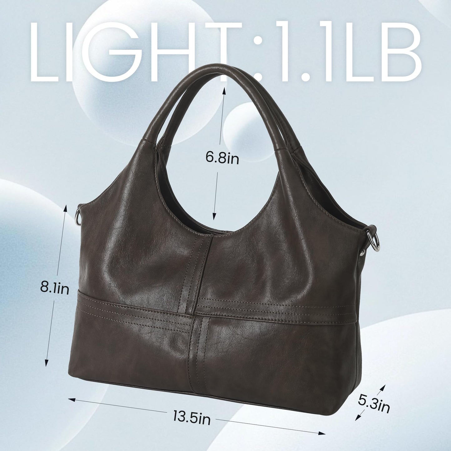 KOGTLA Vegan Leather Purses for Women with Detachable Satchel Strap, Ladies Handbags, Tote Hobo Bags with Top Handle Dark Coffee