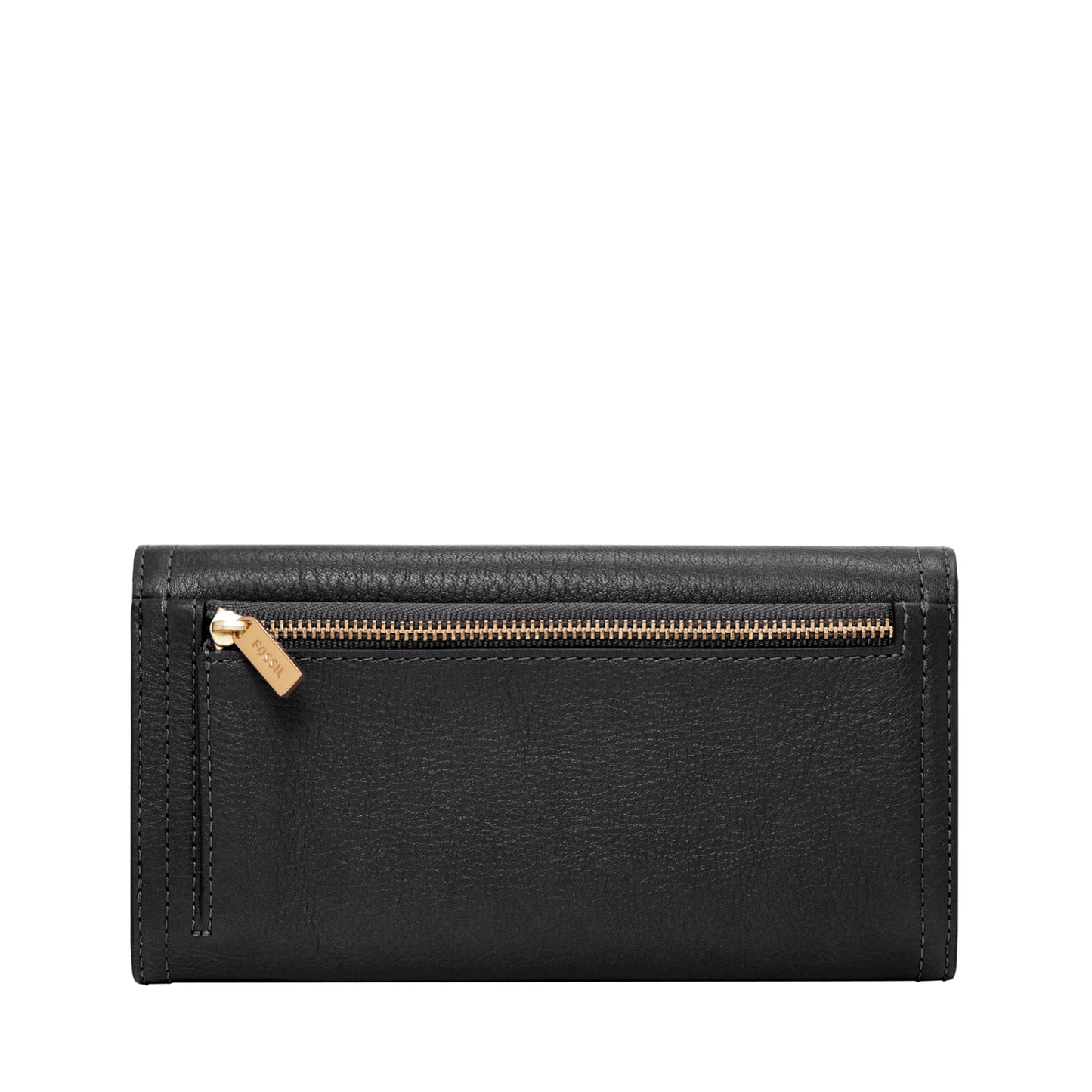 Fossil Women's Wallet, Logan Leather Wallet RFID Blocking Flap Clutch Organizer, Black