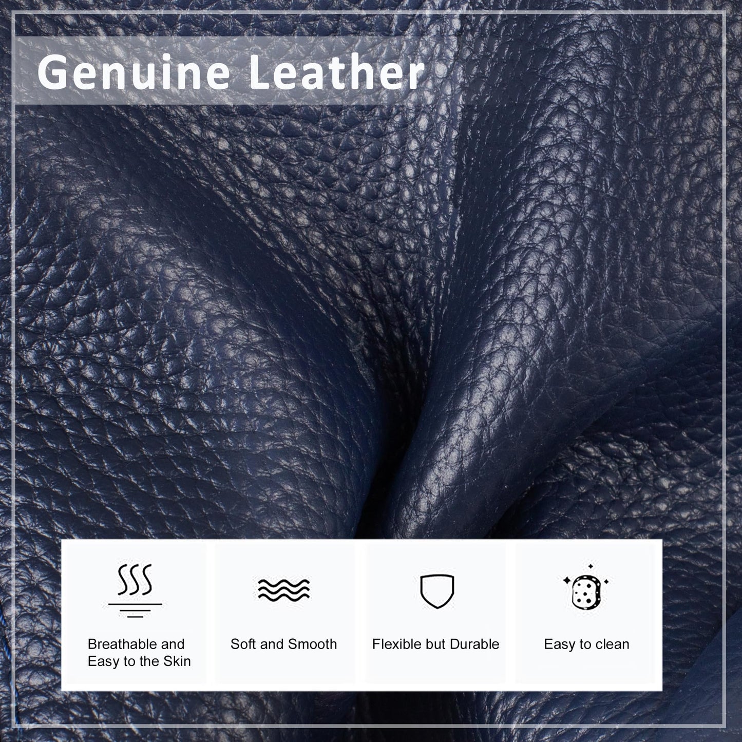 befen Soft Real Leather Tote Bag for Women, Ladies Leather Shoulder Bags Purse Satchel Handbag with Top Handles for Work Navy Blue