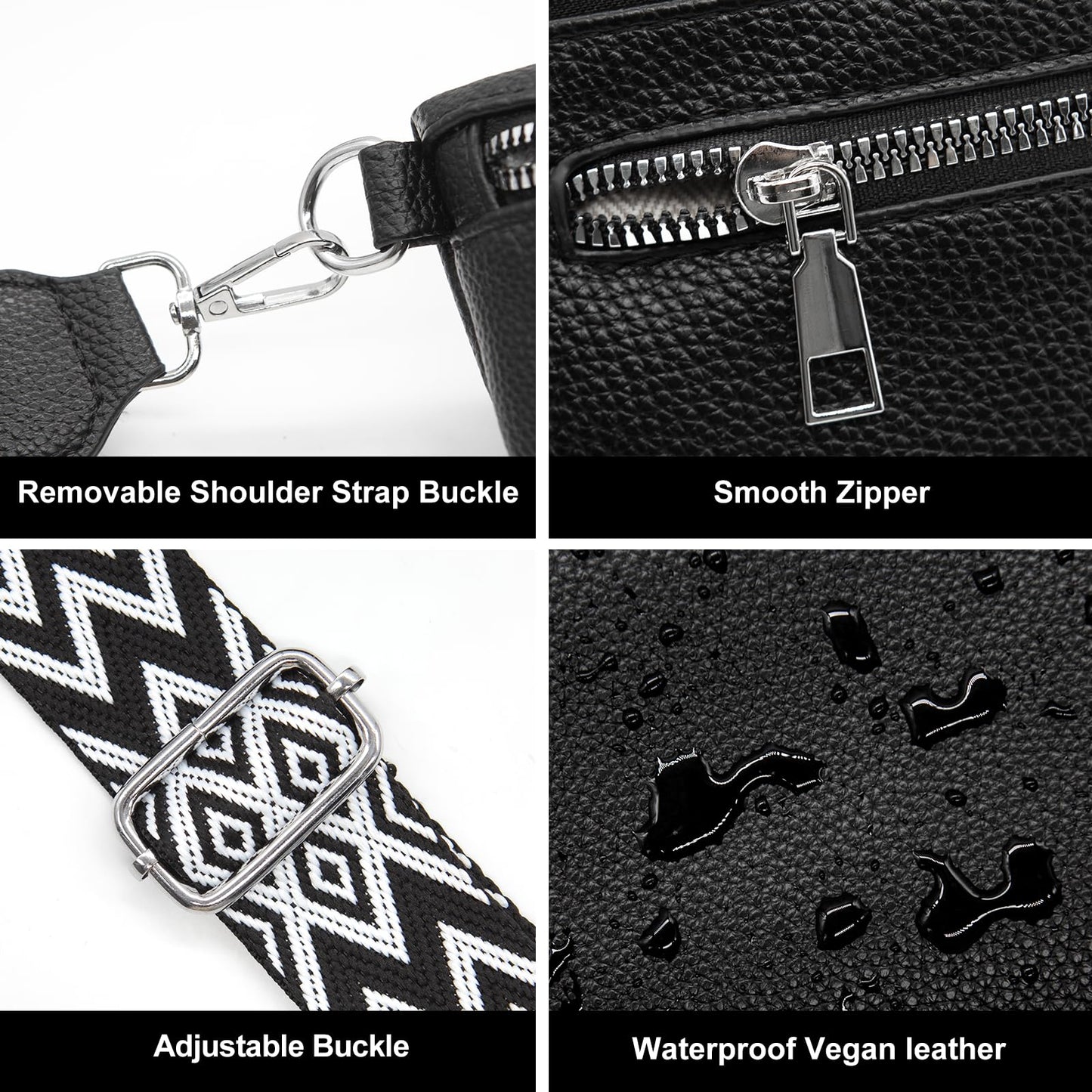 Long Keeper Crossbody Bags for Women Vegan Leather Trendy Sling Chest Bag with Adjustable Wide Strap Small Travel Fanny Pack (Silver)
