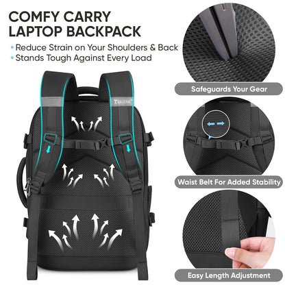 BALEINE Travel Backpack for Women Men, Large Sturdy Carry On Laptop Backpack Gifts for Business, Casual, Weekender, Hiking (Large, Black)