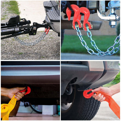 Lechansen G80 1/4'' Chain Grab Hooks, 4 Pack Grade 80 Clevis Grab Hook, 1/4" Tow Hook Heavy Duty for Transport Chain, 3,300 Lbs Working Load Limit, Trailer Truck Hook Binder Chain Hook for Transport