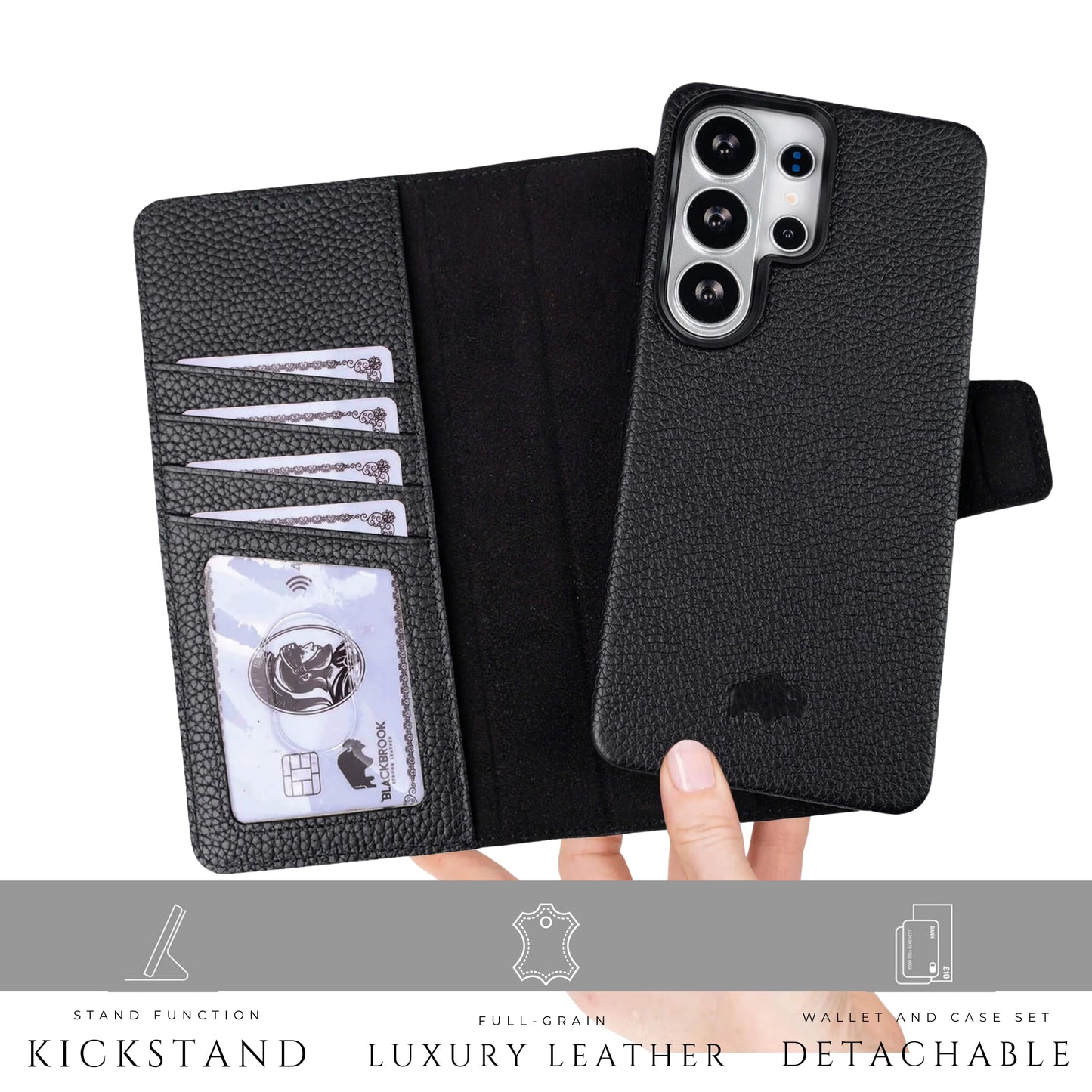 BLACKBROOK for Samsung S26 Ultra Wallet Case, Full Grain Leather, Carter Detachable 2-in-1 Set, Ready for MagSafe Wireless Charging, RFID 4 Card Slots, Magnetic Flip Case