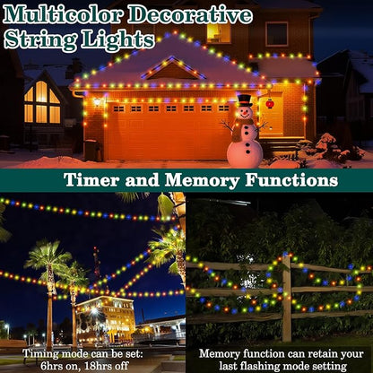 Christmas Lights Outdoor 1000 LED 328FT String Lights Multicolored, IP67 Waterproof Indoor Christmas Fairy Lights,8 Modes 4-Level Dimming with Remote for Garden Tree Patio Balcony Xmas Party Decor