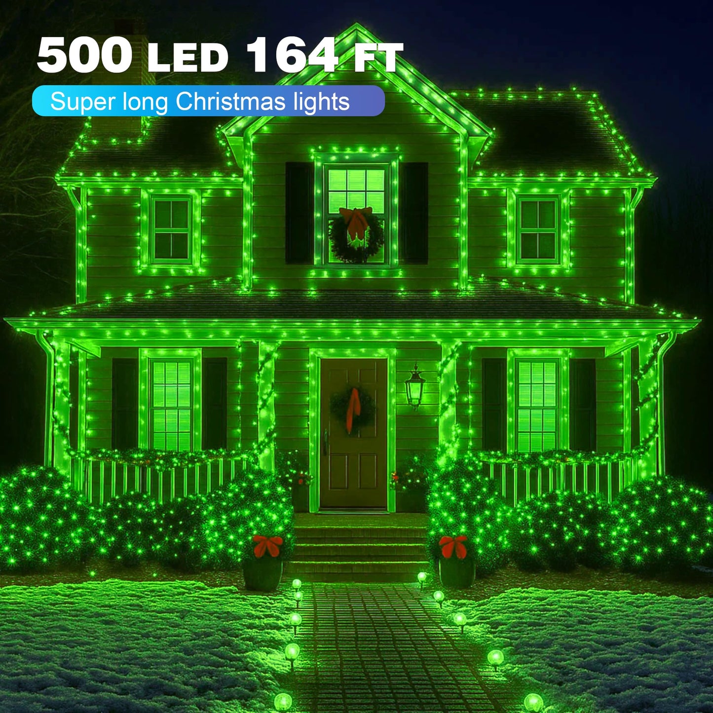 Domolli Christmas Lights 500LED 164FT, Waterproof Christmas Tree Lights with 8 Modes, Remote Control 3 Timers & Memory Function Xmas Decorations for House and Holiday (Green)