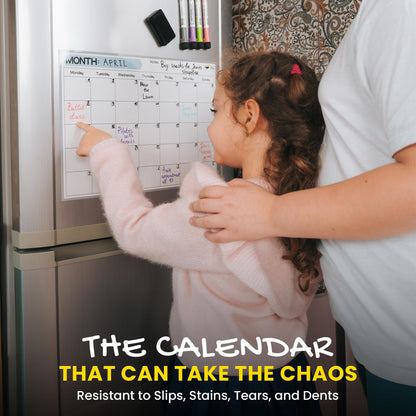 Monthly Magnetic Calendar for Refrigerator - 17x12” Dry Erase Fridge Calendar Magnet - Starts Monday, Organizes 2025 Schedules, Chores, Meals, More - Whiteboard with 4 Markers & Eraser by Quick Canary