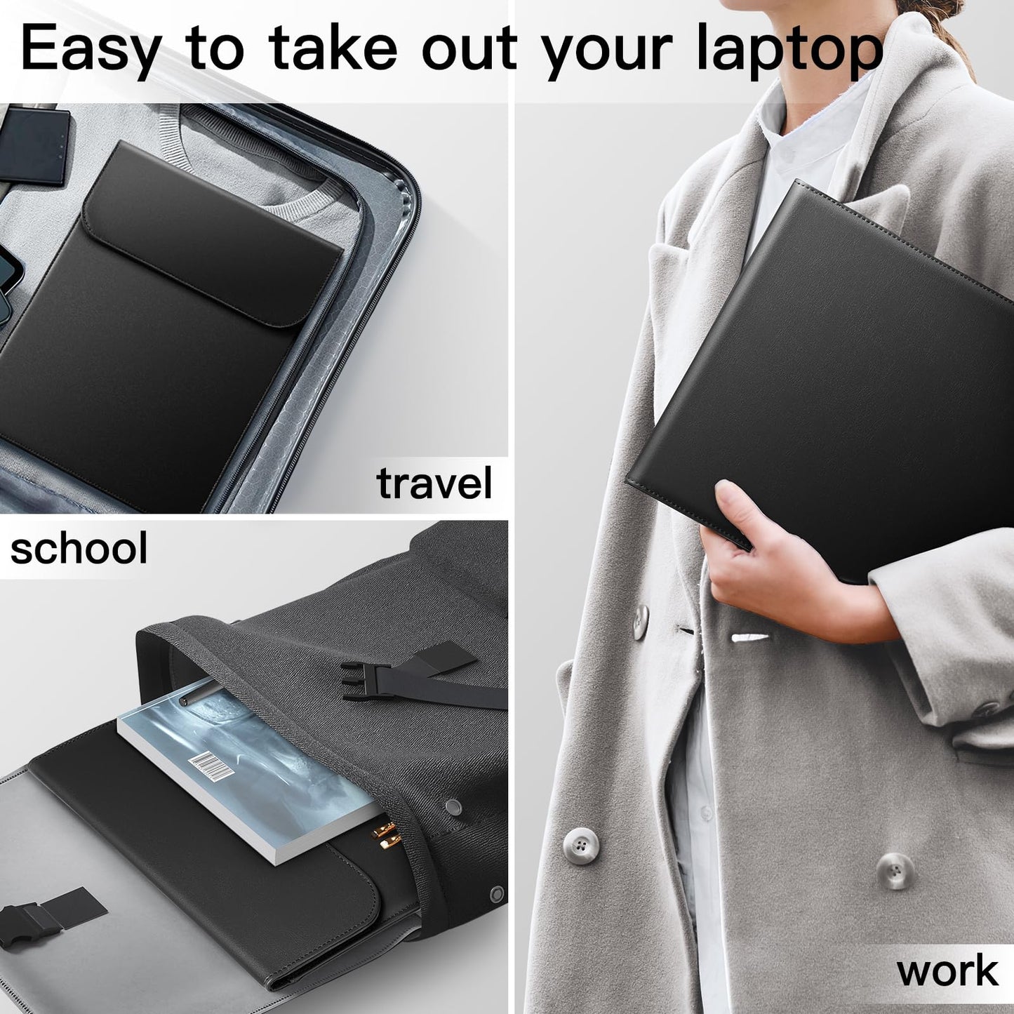JETech Slim Laptop Sleeve for MacBook Neo (A18 Pro), MacBook Pro 14-Inch(M1-M5, 2020-2026), PU Leather Case with Magnetic Closure (Black