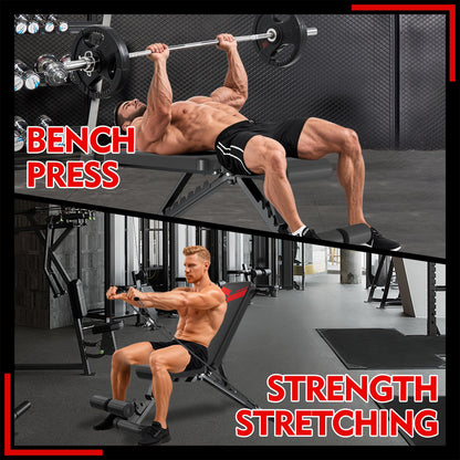 FONBEAR Adjustable Weight Bench, 660LBS Foldable Workout Bench for Full Body Strength Training, Multifunctional Bench Press Incline Decline Bench - Great for Beginners and Professional Use