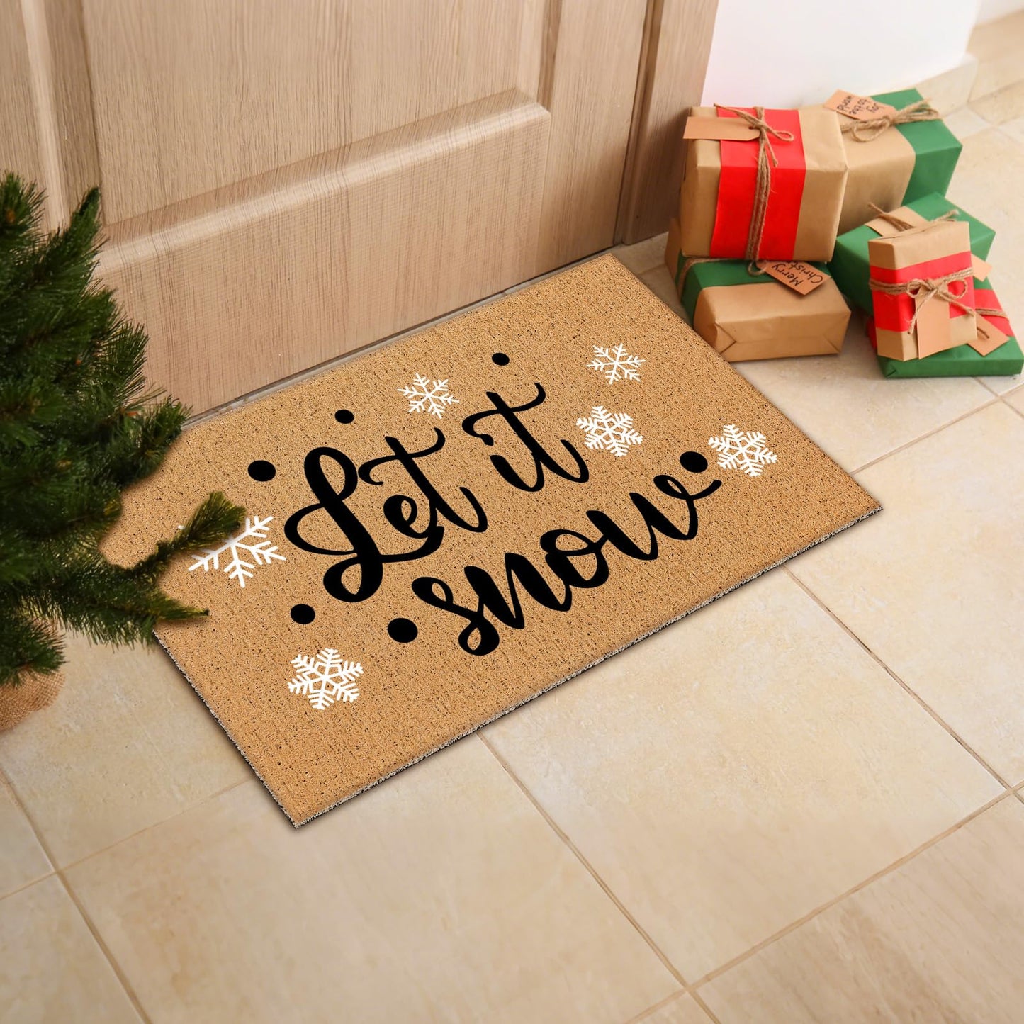 Yookeer 14 Pcs Winter Christmas Stencils for Door Mats Crafts Reusable Merry Christmas Welcome Winter Templates Large Stencil for Painting on Wood Sign Wall Doormat DIY Project
