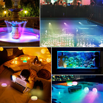 LOFTEK Submersible Pool Lights with Remote, Rechargeable LED Pool Light, Underwater Pool Light, 16 Color Changing Floating Pool Lights for Pool, Shower, Hottub, Pond, Bathroom (4 Pack)