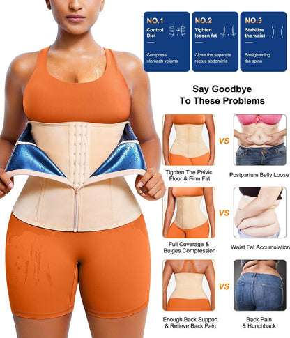 TrainingGirl Waist Trainer for Women Lower Belly Waist Trimmer Corset Tummy Wrap Workout Sweat Belt Band Sports Sauna Suit