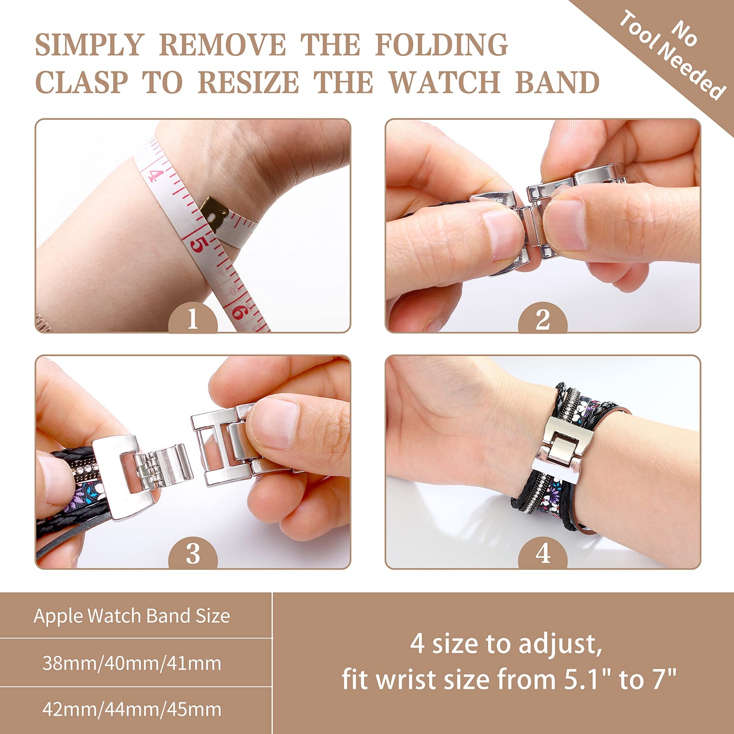 Wingoden Boho Bracelet Compatible with Apple Watch Band 41mm 40mm 42mm 38mm Natural Stone Beaded iWatch Band Women Men Apple Watch Strap Ultra Series 11/10/9/8/7/6/5/4/3/2/1/SE 3/Ultra 3, Blue