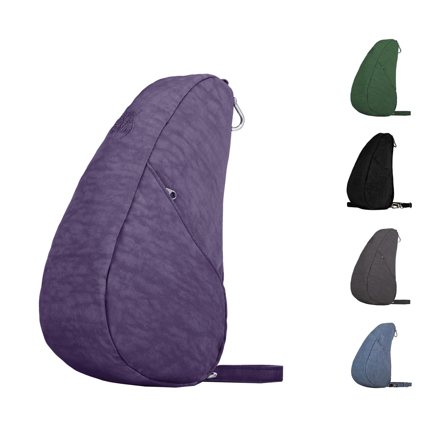 AmeriBag 10" Healthy Back Bag Nylon Ergonomic Crossbody Sling Baglett for Everyday Use, Travel & Walking Comfort (Amethyst)
